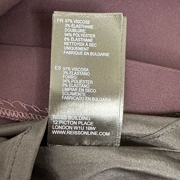 REISS Mora Fitted Pencil Midi Dress with Cap Sleeve Grape Size 6 - Picture 12 of 15